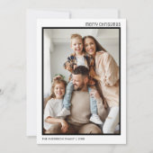 クリスマス4家族フォトコラージホワイトブラック シーズンカード (正面)