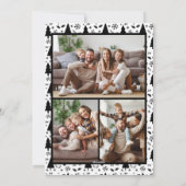 クリスマス4家族フォトコラージホワイトブラック シーズンカード (裏面)