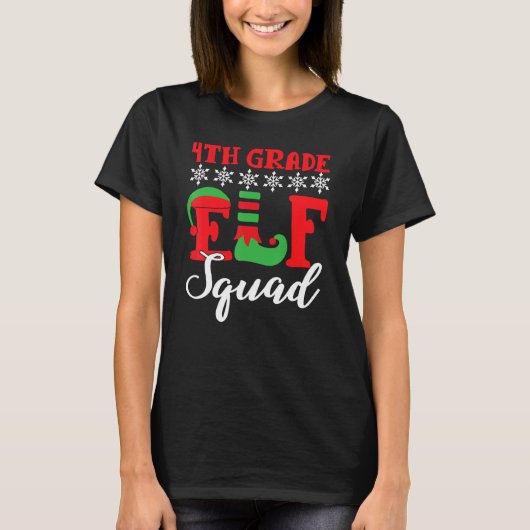 クリスマス4年生小妖精や小人分隊クリスマスマッチングティーシュ Tシャツ (正面)