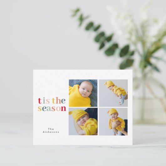 クリスマス4枚のコラージュ |この季節 ポストカード (スタンド正面)