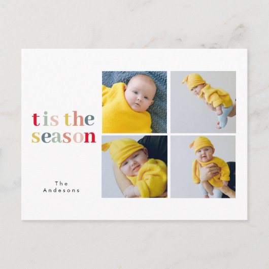 クリスマス4枚のコラージュ |この季節 ポストカード (正面)