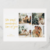 クリスマス4枚のコラージュ |素敵な休日 箔シーズンポストカード (正面)