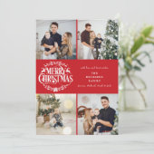 クリスマス4枚写真コラージュ エレガント クラシック シーズンカード (スタンド正面)