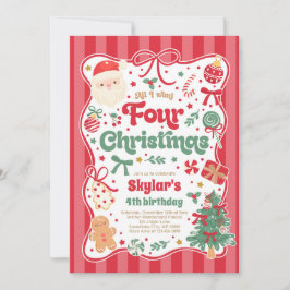 クリスマス4歳誕生日パーティーコケッティーボウ誕生日 招待状