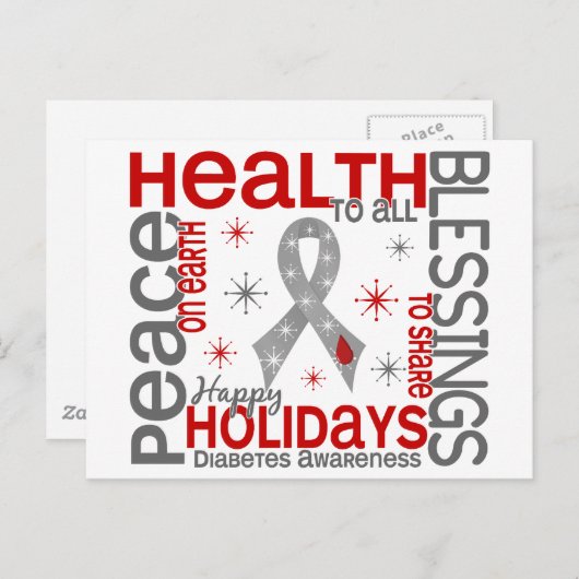 クリスマス4糖尿病の雪片 シーズンポストカード (正面/裏面)