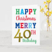 クリスマス40メリー回目の誕生日おめでとカラフルう カード (黄色い花)