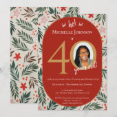 クリスマス40歳誕生日パーティー 招待状 (正面/裏面)