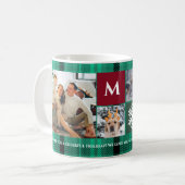 クリスマス5の写真のグリッド最高のおばあちゃんグリーンプレイド コーヒーマグカップ (正面左)