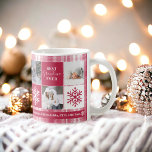 クリスマス5の写真のグリッド最高のおばあちゃんマゼンダープレイド コーヒーマグカップ<br><div class="desc">最高のおばあちゃん！明るい雪と明るいメリークリスマス5枚の写真グリッドコラージュのピンクのマゼンタと白のプライドのフランネルと希望と愛のスクリプトタイポグラフィ。モノグラムを追加する。</div>