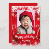 クリスマス5の子どもハッピーホリデー！クリスマスカード 招待状 (正面/裏面)