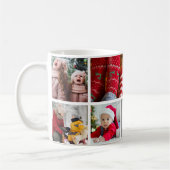 クリスマス5フォトコラージュと家族の名前，シルバー コーヒーマグカップ (左)