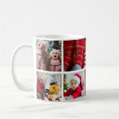 クリスマス5フォトコラージュと家族の名前，赤 コーヒーマグカップ (左)