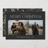 クリスマス5写真水彩植物性フローラ シーズンカード (正面/裏面)