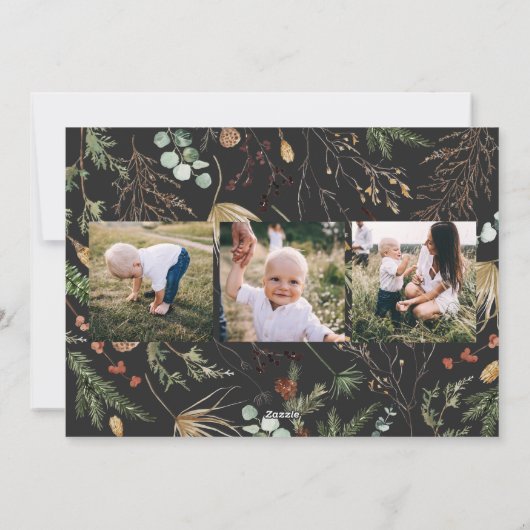 クリスマス5写真水彩植物性フローラ シーズンカード (裏面)