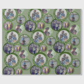 クリスマス5写真縁ど円（緑） ラッピングペーパー (フラット)