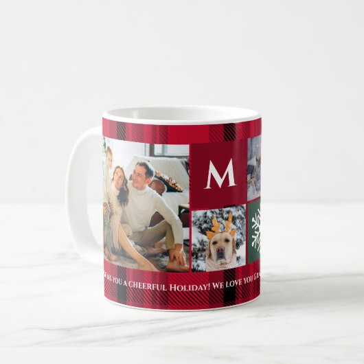 クリスマス5枚の写真最高のグリッドおばあちゃん コーヒーマグカップ (正面左)