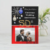 クリスマス50周年結婚記念日 ブラック&ゴールド イン 招待状 (スタンド正面)