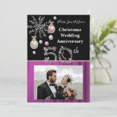 クリスマス50周年結婚記念日 ブラック&シルバー 招待状 (スタンド正面)