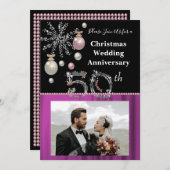 クリスマス50周年結婚記念日 ブラック&シルバー 招待状 (正面/裏面)