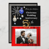 クリスマス5th結婚周年記念ブラック&金ゴールド 招待状 (正面/裏面)