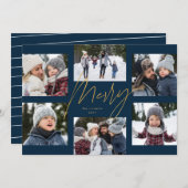 クリスマス6写真集フェイク金ゴールドメリー シーズンカード (正面/裏面)