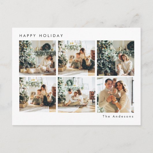 クリスマス6枚のコラージュ |ハッピーホリデー ポストカード (正面)