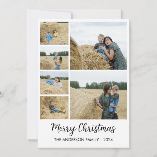 クリスマス6枚写真グリッド 家族名入り シーズンカード (正面)