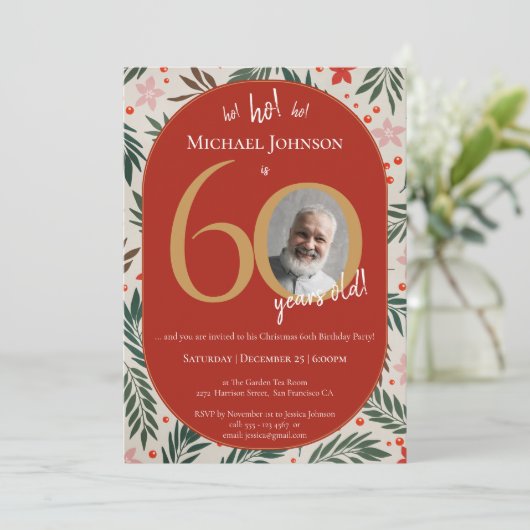 クリスマス60誕生日 招待状 (スタンド正面)