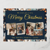 クリスマス6xフォトヴィンテージレトロフローラ 箔シーズンポストカード (正面)