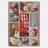 クリスマス7フォトコラージュと家族の名前,シルバー スローブランケット (正面縦)