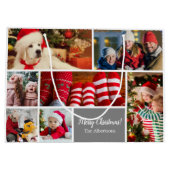 クリスマス7フォトコラージュと家族の名前,シルバー ラージペーパーバッグ (裏面)