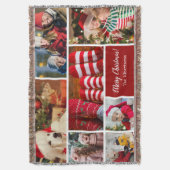 クリスマス7フォトコラージュと家族の名前,赤 スローブランケット (正面縦)