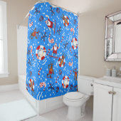 クリスマス7月のスケート選手サンタクロースのスケートボード シャワーカーテン (インサイチュ)