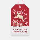 クリスマス7月のトナカイのプレゼント赤タグ ギフトタグ (正面)