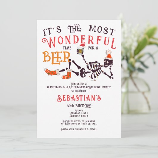 クリスマス7月スケルトンサマーウィーンビール誕生日 招待状 (スタンド正面)