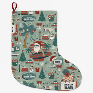 クリスマス7月 ルート25 ビーチトロピカルサンタクロース ラージクリスマスストッキング