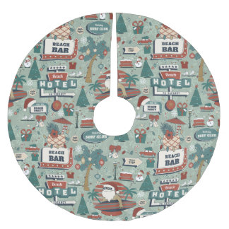 クリスマス7月 ルート25 ビーチ トロピカル サンタクロース ブラッシュドポリエステルツリースカート