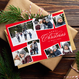 クリスマス7枚の写真コラージュ 赤い家族 シーズンカード