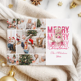クリスマス7枚の写真 ヴィンテージ ピンクのくるみ割り人形 シーズンカード