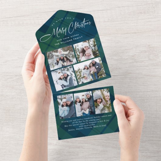 クリスマス7枚写真グリーティングQRコードホリデーカード オールインワン招待状 (貼ってはがせる)