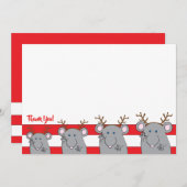 クリスマス7" x 5"パーティーありがとう/両面/フラット サンキューカード (正面/裏面)