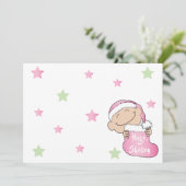 クリスマス7" x 5"ベビーピンクお礼/両面/フラット 招待状 (スタンド正面)