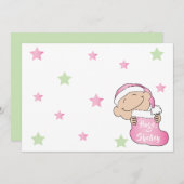 クリスマス7" x 5"ベビーピンクお礼/両面/フラット 招待状 (正面/裏面)