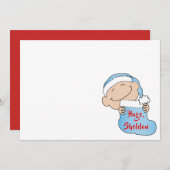 クリスマス7" x 5"ベビーBlueThankお客様/両面/フラット/ 招待状 (正面/裏面)