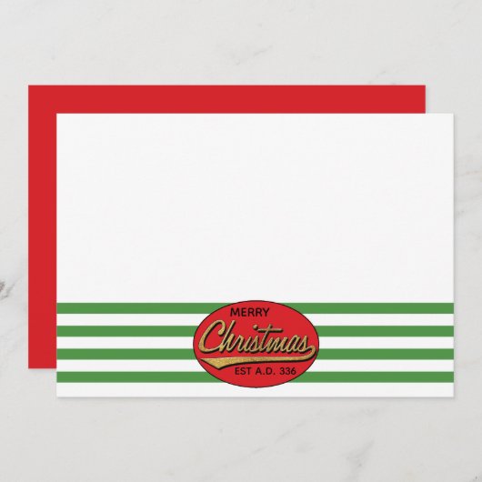 クリスマス7" x 5"レトロありがとう/両面/フラット 招待状 (正面/裏面)