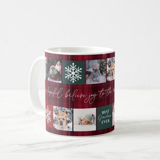 クリスマス8の写真最高の格子おばあちゃん赤い格子棒 コーヒーマグカップ (正面左)
