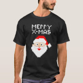 クリスマス8ビットピクセルサンタクロース Tシャツ (正面)