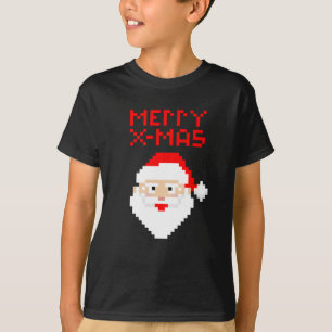 クリスマス8ビットピクセルサンタクロース Tシャツ