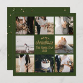 クリスマス8フォトコラージエメラルドグリーンカード ノートカード (正面/裏面)