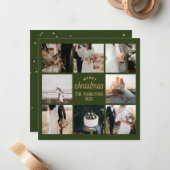 クリスマス8フォトコラージエメラルドグリーンカード ノートカード (正面/裏面インサイチュ)